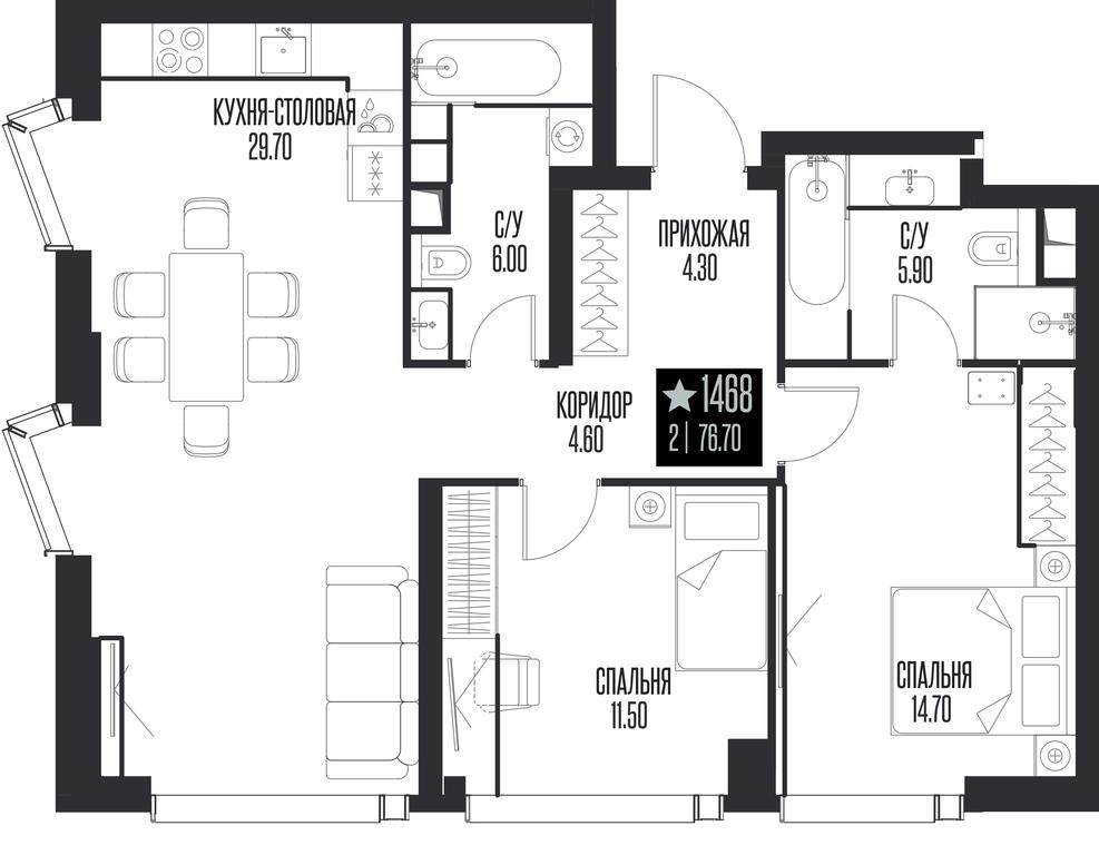 2-BD Apartment Sale, 76.7 sq. m. at Ice Towers, State Nature Reserve of Regional Significance Forest on the Samorodinka River, Moscow, Russia #1 2-BD Apartment Sale, 76.7 sq. m. at Ice Towers, State Nature Reserve of Regional Significance Forest on the Samorodinka River, Moscow, Russia #1