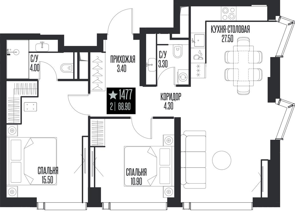 2-BD Apartment Sale, 68.9 sq. m. at Ice Towers, State Nature Reserve of Regional Significance Forest on the Samorodinka River, Moscow, Russia #1 2-BD Apartment Sale, 68.9 sq. m. at Ice Towers, State Nature Reserve of Regional Significance Forest on the Samorodinka River, Moscow, Russia #1