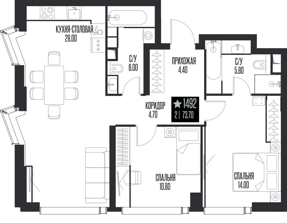 2-BD Apartment Sale, 73.7平方米 at Ice Towers, State Nature Reserve of Regional Significance Forest on the Samorodinka River, Moscow, Russia #1 2-BD Apartment Sale, 73.7平方米 at Ice Towers, State Nature Reserve of Regional Significance Forest on the Samorodinka River, Moscow, Russia #1