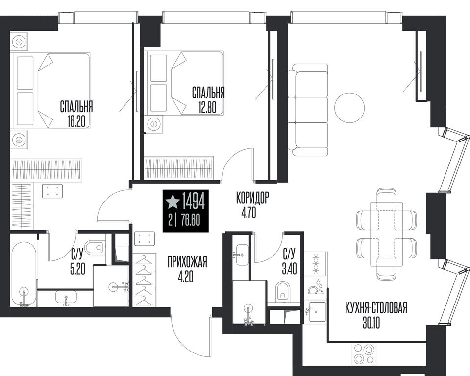 2-BD Apartment Sale, 76.6平方米 at Ice Towers, State Nature Reserve of Regional Significance Forest on the Samorodinka River, Moscow, Russia #1 2-BD Apartment Sale, 76.6平方米 at Ice Towers, State Nature Reserve of Regional Significance Forest on the Samorodinka River, Moscow, Russia #1