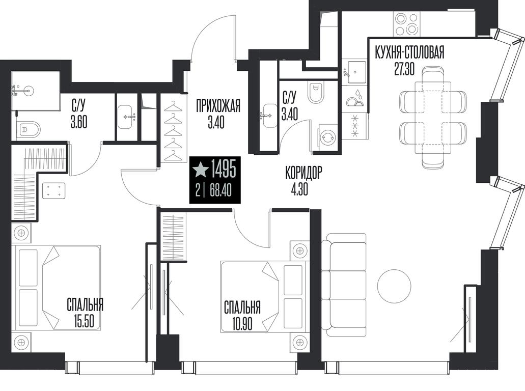 2-BD Apartment Sale, 68.4平方米 at Ice Towers, State Nature Reserve of Regional Significance Forest on the Samorodinka River, Moscow, Russia #1 2-BD Apartment Sale, 68.4平方米 at Ice Towers, State Nature Reserve of Regional Significance Forest on the Samorodinka River, Moscow, Russia #1