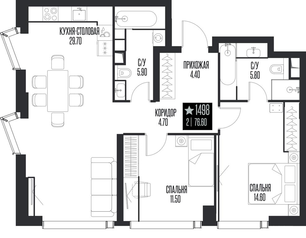 2-BD Apartment Sale, 76.6平方米 at Ice Towers, State Nature Reserve of Regional Significance Forest on the Samorodinka River, Moscow, Russia #1 2-BD Apartment Sale, 76.6平方米 at Ice Towers, State Nature Reserve of Regional Significance Forest on the Samorodinka River, Moscow, Russia #1