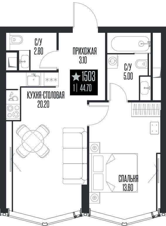 1-BD Apartment Sale, 44.7 sq. m. at Ice Towers, State Nature Reserve of Regional Significance Forest on the Samorodinka River, Moscow, Russia #1 1-BD Apartment Sale, 44.7 sq. m. at Ice Towers, State Nature Reserve of Regional Significance Forest on the Samorodinka River, Moscow, Russia #1