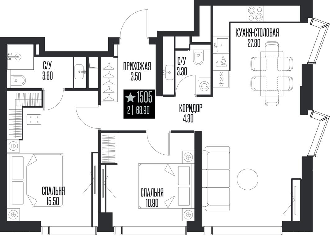 2-BD Apartment Sale, 68.9平方米 at Ice Towers, State Nature Reserve of Regional Significance Forest on the Samorodinka River, Moscow, Russia #1 2-BD Apartment Sale, 68.9平方米 at Ice Towers, State Nature Reserve of Regional Significance Forest on the Samorodinka River, Moscow, Russia #1
