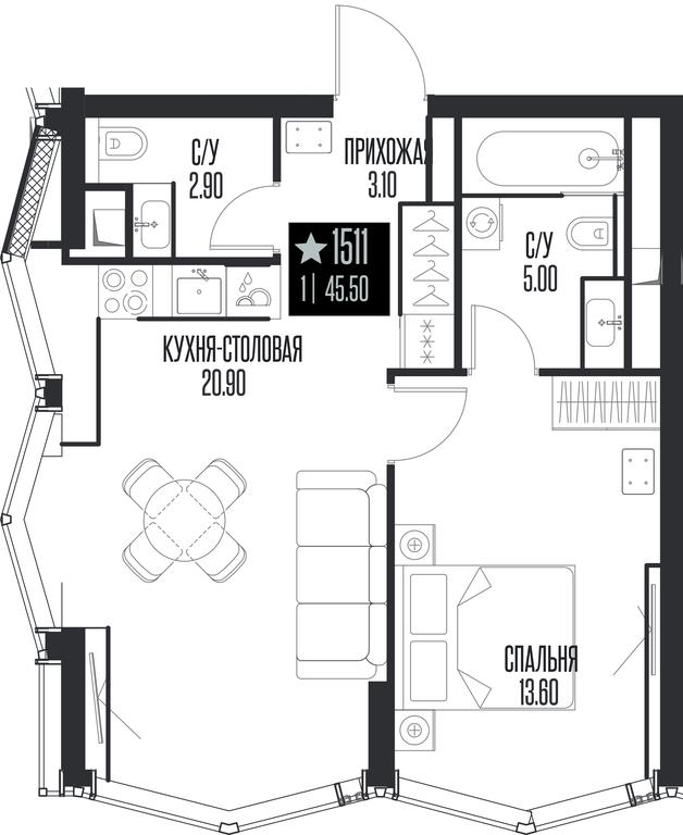 1-BD Apartment Sale, 45.5 sq. m. at Ice Towers, State Nature Reserve of Regional Significance Forest on the Samorodinka River, Moscow, Russia #1 1-BD Apartment Sale, 45.5 sq. m. at Ice Towers, State Nature Reserve of Regional Significance Forest on the Samorodinka River, Moscow, Russia #1