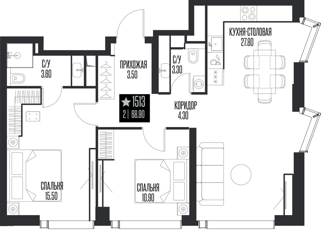 2-BD Apartment Sale, 68.9 sq. m. at Ice Towers, State Nature Reserve of Regional Significance Forest on the Samorodinka River, Moscow, Russia #1 2-BD Apartment Sale, 68.9 sq. m. at Ice Towers, State Nature Reserve of Regional Significance Forest on the Samorodinka River, Moscow, Russia #1