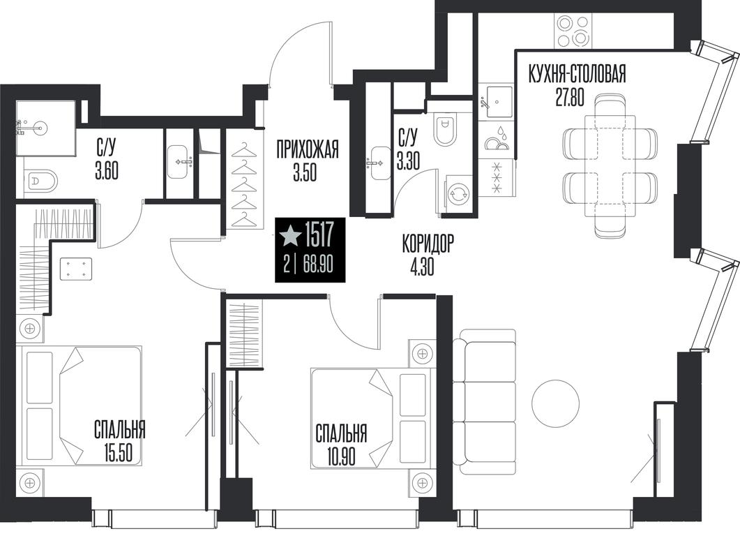 2-BD Apartment Sale, 68.9 sq. m. at Ice Towers, State Nature Reserve of Regional Significance Forest on the Samorodinka River, Moscow, Russia #1 2-BD Apartment Sale, 68.9 sq. m. at Ice Towers, State Nature Reserve of Regional Significance Forest on the Samorodinka River, Moscow, Russia #1