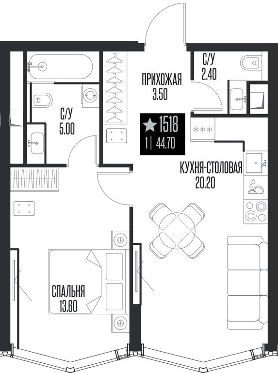 1-BD Apartment Sale, 44.7 sq. m. at Ice Towers, State Nature Reserve of Regional Significance Forest on the Samorodinka River, Moscow, Russia #1 1-BD Apartment Sale, 44.7 sq. m. at Ice Towers, State Nature Reserve of Regional Significance Forest on the Samorodinka River, Moscow, Russia #1