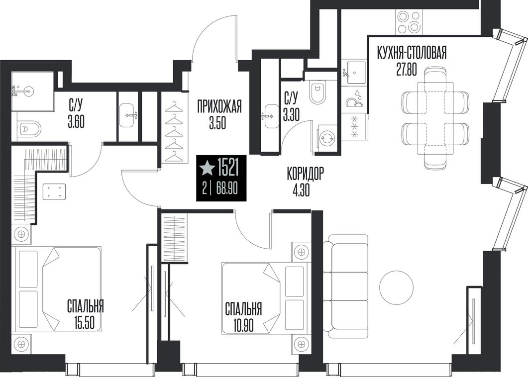 2-BD Apartment Sale, 68.9平方米 at Ice Towers, State Nature Reserve of Regional Significance Forest on the Samorodinka River, Moscow, Russia #1 2-BD Apartment Sale, 68.9平方米 at Ice Towers, State Nature Reserve of Regional Significance Forest on the Samorodinka River, Moscow, Russia #1