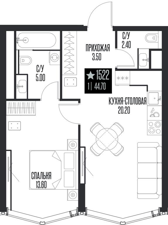 1-BD Apartment Sale, 44.7 sq. m. at Ice Towers, State Nature Reserve of Regional Significance Forest on the Samorodinka River, Moscow, Russia #1 1-BD Apartment Sale, 44.7 sq. m. at Ice Towers, State Nature Reserve of Regional Significance Forest on the Samorodinka River, Moscow, Russia #1
