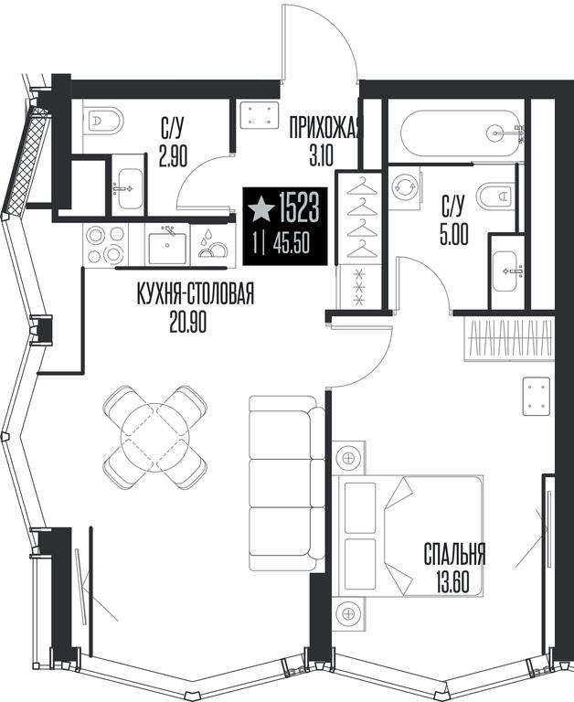 1-BD Apartment Sale, 45.5 sq. m. at Ice Towers, State Nature Reserve of Regional Significance Forest on the Samorodinka River, Moscow, Russia #1 1-BD Apartment Sale, 45.5 sq. m. at Ice Towers, State Nature Reserve of Regional Significance Forest on the Samorodinka River, Moscow, Russia #1