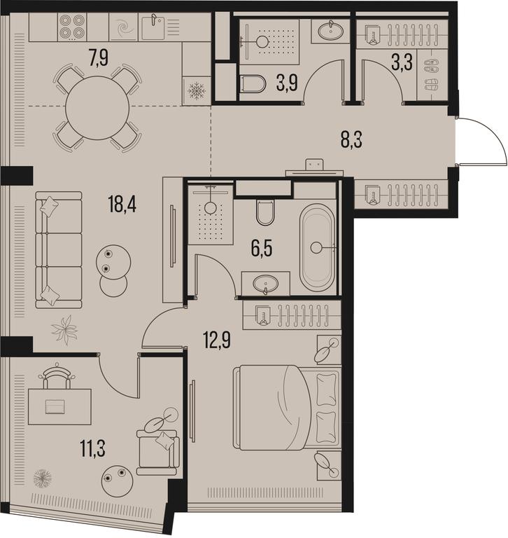 2-BD Apartment Sale, 72.5平方米 at High Life, Letnikovskaya Street, 11/10с1, Moscow, Russia #1 2-BD Apartment Sale, 72.5平方米 at High Life, Letnikovskaya Street, 11/10с1, Moscow, Russia #1
