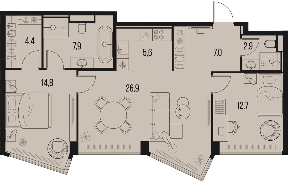 2-BD Apartment Sale, 82.2 sq. m. at High Life, Letnikovskaya Street, 11/10с1, Moscow, Russia #1 2-BD Apartment Sale, 82.2 sq. m. at High Life, Letnikovskaya Street, 11/10с1, Moscow, Russia #1