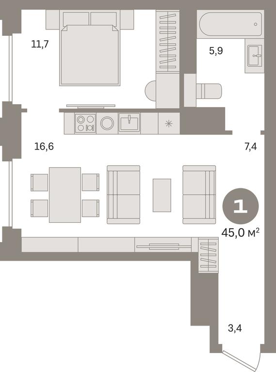1-BD Apartment Sale, 45平方米 at Kvartal «MONS», Ogorodny Drive, Moscow, Russia #1 1-BD Apartment Sale, 45平方米 at Kvartal «MONS», Ogorodny Drive, Moscow, Russia #1