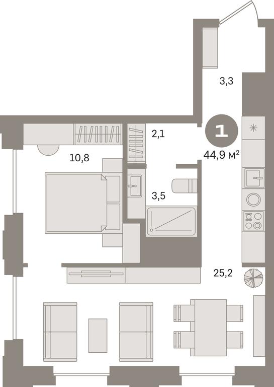 1-BD Apartment Sale, 44.9 sq. m. at Kvartal «MONS», Ogorodny Drive, Moscow, Russia #1 1-BD Apartment Sale, 44.9 sq. m. at Kvartal «MONS», Ogorodny Drive, Moscow, Russia #1