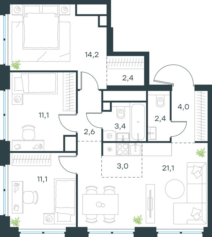 3-BD Apartment Sale, 75.3 sq. m. at Level Zvenigorodskaya, 3rd Silikatny Drive, 6к1, Moscow, Russia #1 3-BD Apartment Sale, 75.3 sq. m. at Level Zvenigorodskaya, 3rd Silikatny Drive, 6к1, Moscow, Russia #1