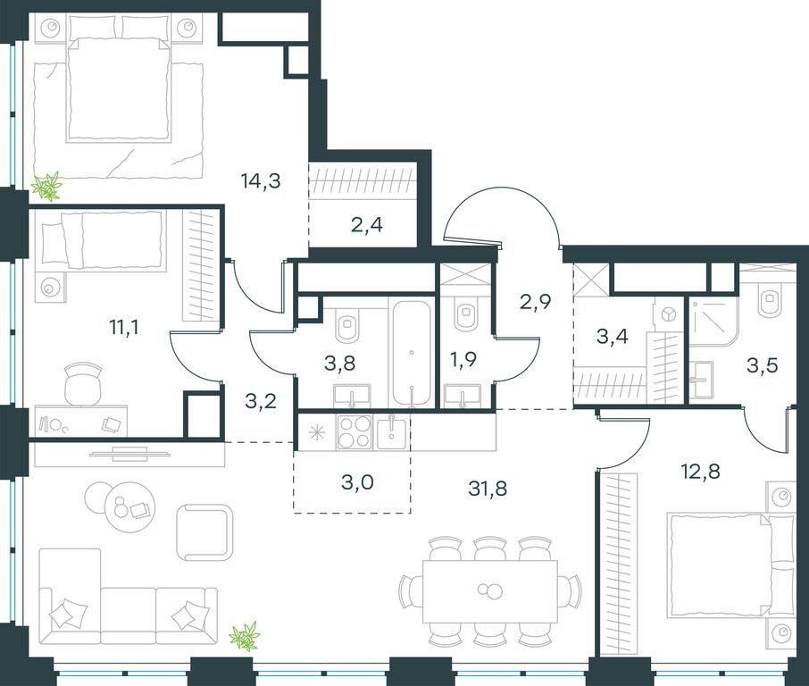 3-BD Apartment Sale, 94.1平方米 at Level Zvenigorodskaya, 3rd Silikatny Drive, 6к1, Moscow, Russia #1 3-BD Apartment Sale, 94.1平方米 at Level Zvenigorodskaya, 3rd Silikatny Drive, 6к1, Moscow, Russia #1