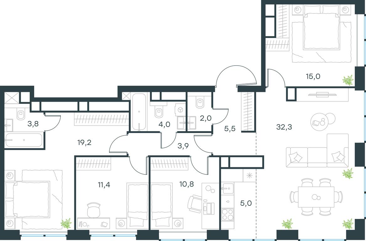 4-BD Apartment Sale, 112.9 sq. m. at Level Zvenigorodskaya, 3rd Silikatny Drive, 6к1, Moscow, Russia #1