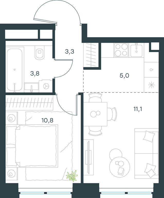 1-BD Apartment Sale, 34 sq. m. at Level Zvenigorodskaya, 3rd Silikatny Drive, 6к1, Moscow, Russia #1