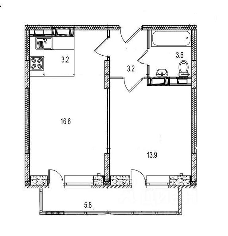 1-BD Apartment Sale, 46.6平方米 at Istomkino, Yubileynaya ulitsa, Noginsk, Bogorodskiy Urban District, Moscow Region, Russia #1