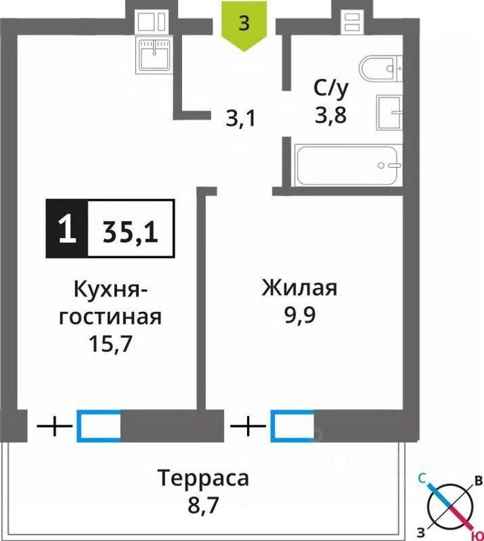 Apartment Sale, 35.1 sq. m. at Smart Kvartal Lesnaya Otrada, ulitsa Detstva, derevnya Aristovo, Krasnogorsk Urban District, Moscow Region, Russia #1 Apartment Sale, 35.1 sq. m. at Smart Kvartal Lesnaya Otrada, ulitsa Detstva, derevnya Aristovo, Krasnogorsk Urban District, Moscow Region, Russia #1
