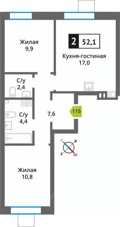 1-BD Apartment Sale, 52.1 sq. m. at Smart Kvartal Lesnaya Otrada, ulitsa Detstva, derevnya Aristovo, Krasnogorsk Urban District, Moscow Region, Russia #1
