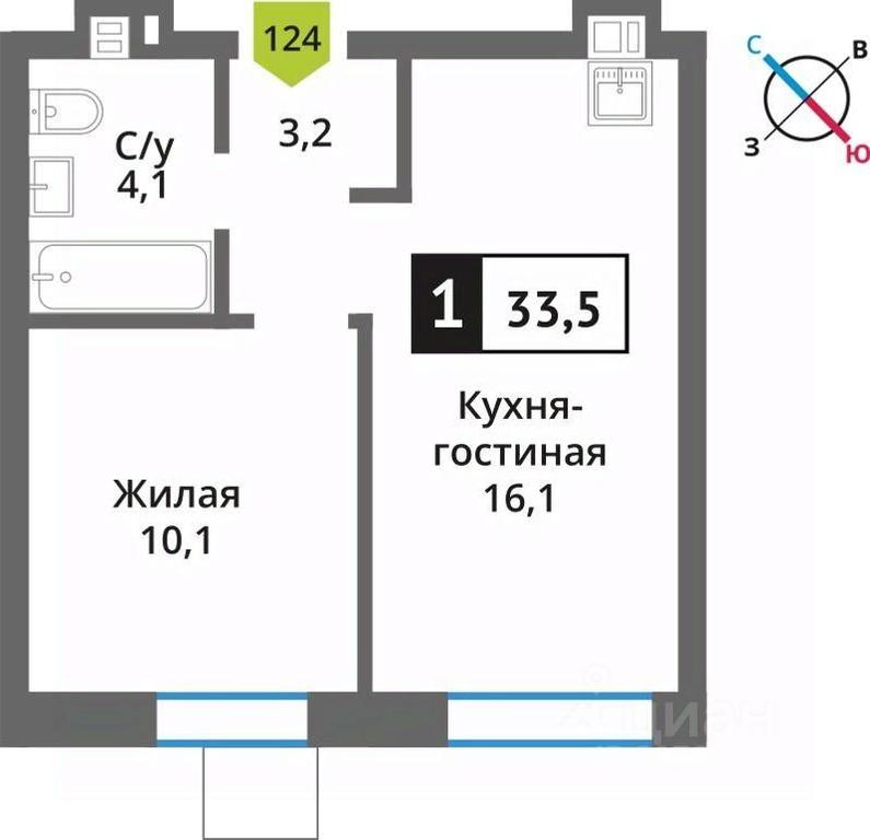 Apartment Sale, 33.5平方米 at Smart Kvartal Lesnaya Otrada, ulitsa Detstva, derevnya Aristovo, Krasnogorsk Urban District, Moscow Region, Russia #1