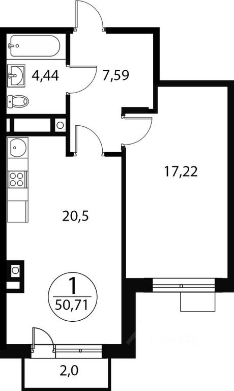 Apartment Sale, 50.71平方米 at Katuar, ulitsa Patseyko, derevnya Sukharevo, Mytishi Urban District, Moscow Region, Russia #1