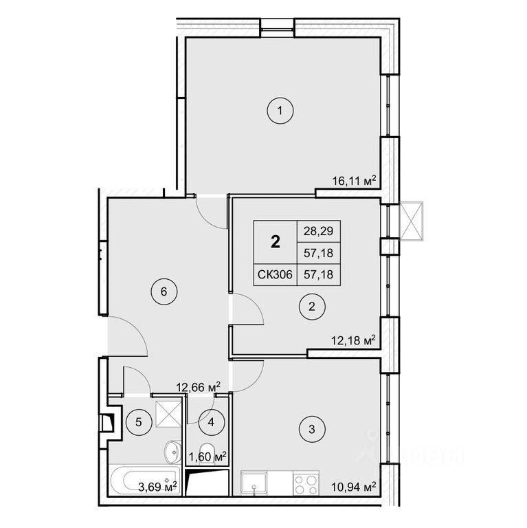 1-BD Apartment Sale, 57.13 sq. m. at Ekograd Novy Katuar, ulitsa Lva Tolstogo, rabochiy posyolok Nekrasovskiy, Dmitrovskiy Urban District, Moscow Region, Russia #1