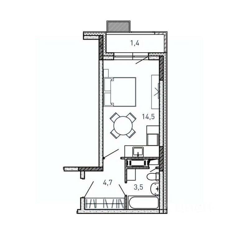Apartment Sale, 24.1平方米 at Kvartal Svetly, ulitsa Tvardovskogo, Balashikha, Moscow Region, Russia #1