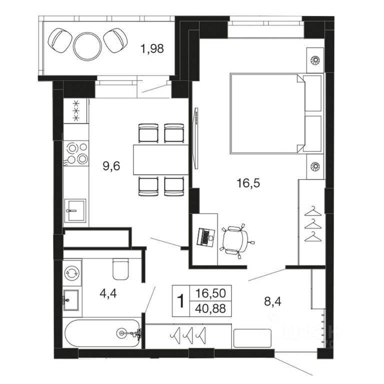 Apartment Sale, 40.3 sq. m. at Vremena goda, Proletarskaya ulitsa, Aprelevka, Naro-Fominskiy City District, Moscow Region, Russia #1