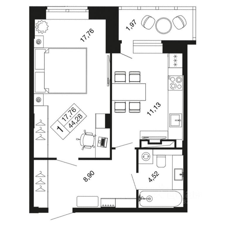 Apartment Sale, 44.28 sq. m. at Vremena goda, Proletarskaya ulitsa, Aprelevka, Naro-Fominskiy City District, Moscow Region, Russia #1 Apartment Sale, 44.28 sq. m. at Vremena goda, Proletarskaya ulitsa, Aprelevka, Naro-Fominskiy City District, Moscow Region, Russia #1