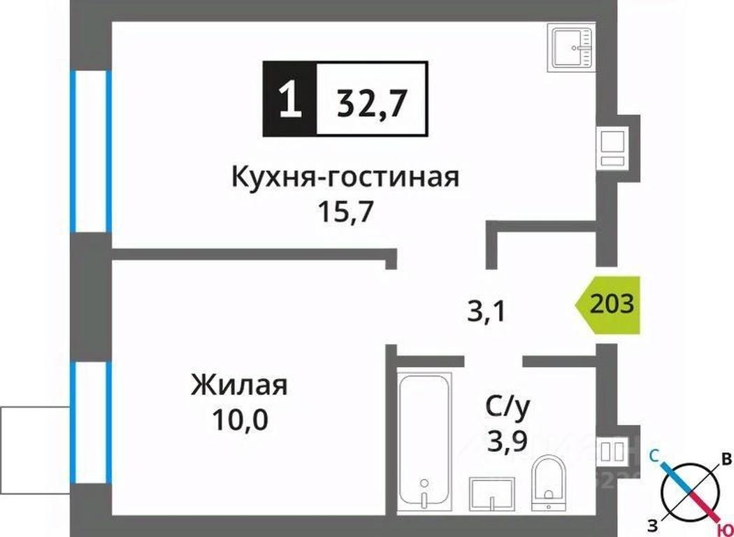 Apartment Sale, 32.7平方米 at Smart Kvartal Lesnaya Otrada, ulitsa Detstva, derevnya Aristovo, Krasnogorsk Urban District, Moscow Region, Russia #1