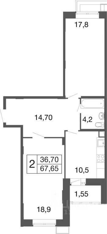 1-BD Apartment Sale, 67.65 sq. m. at Vremena goda, Proletarskaya ulitsa, Aprelevka, Naro-Fominskiy City District, Moscow Region, Russia #1