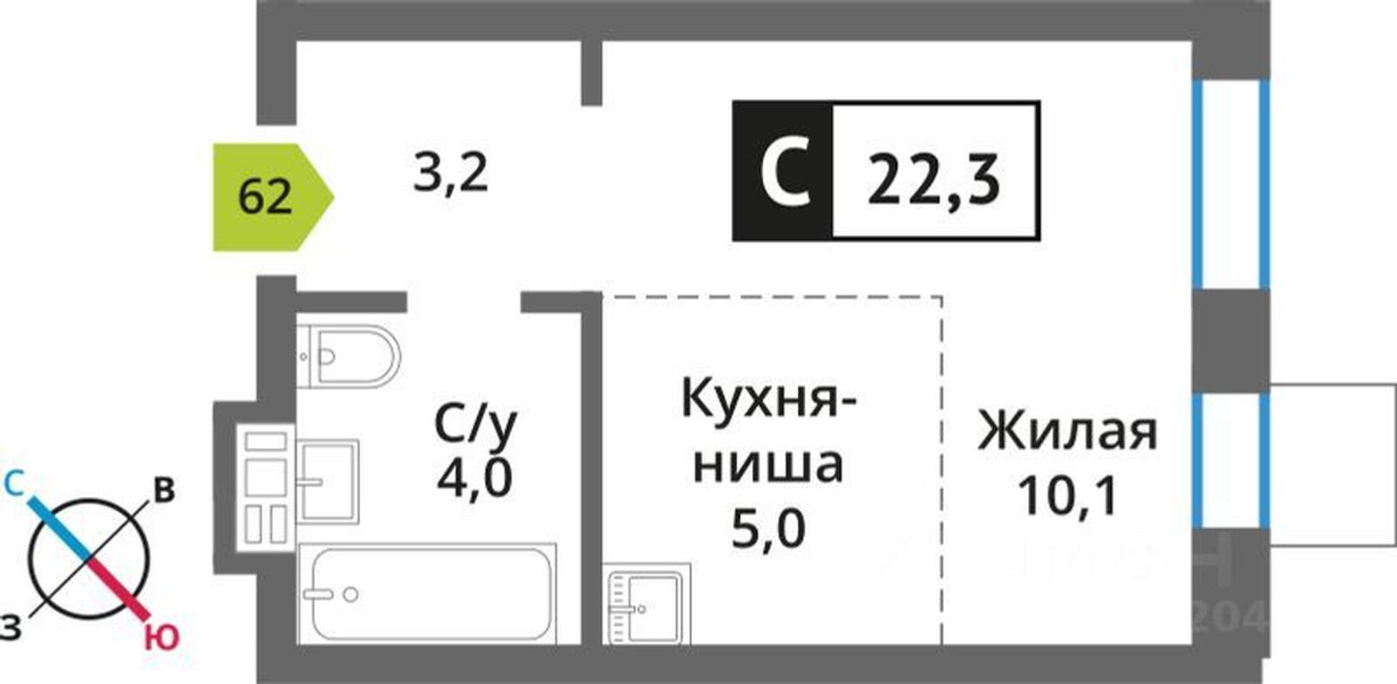 Apartment Sale, 22.3 sq. m. at Smart Kvartal Lesnaya Otrada, ulitsa Detstva, derevnya Aristovo, Krasnogorsk Urban District, Moscow Region, Russia #1