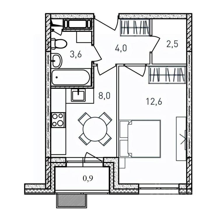 Apartment Sale, 31.6 sq. m. at Kvartal Svetly, ulitsa Tvardovskogo, Balashikha, Moscow Region, Russia #1