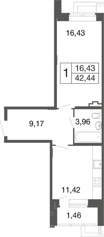 Apartment Sale, 42.44平方米 at Vremena goda, Proletarskaya ulitsa, Aprelevka, Naro-Fominskiy City District, Moscow Region, Russia #1