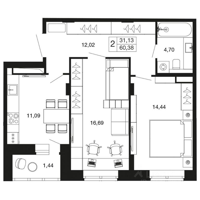 1-BD Apartment Sale, 60.38 sq. m. at Vremena goda, Proletarskaya ulitsa, Aprelevka, Naro-Fominskiy City District, Moscow Region, Russia #1 1-BD Apartment Sale, 60.38 sq. m. at Vremena goda, Proletarskaya ulitsa, Aprelevka, Naro-Fominskiy City District, Moscow Region, Russia #1
