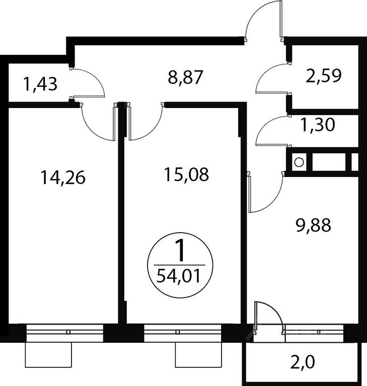 1-BD Apartment Sale, 54.01平方米 at Katuar, ulitsa Patseyko, derevnya Sukharevo, Mytishi Urban District, Moscow Region, Russia #1 1-BD Apartment Sale, 54.01平方米 at Katuar, ulitsa Patseyko, derevnya Sukharevo, Mytishi Urban District, Moscow Region, Russia #1