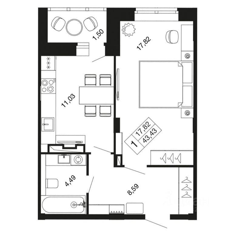 Apartment Sale, 43.43 sq. m. at Vremena goda, Proletarskaya ulitsa, Aprelevka, Naro-Fominskiy City District, Moscow Region, Russia #1 Apartment Sale, 43.43 sq. m. at Vremena goda, Proletarskaya ulitsa, Aprelevka, Naro-Fominskiy City District, Moscow Region, Russia #1