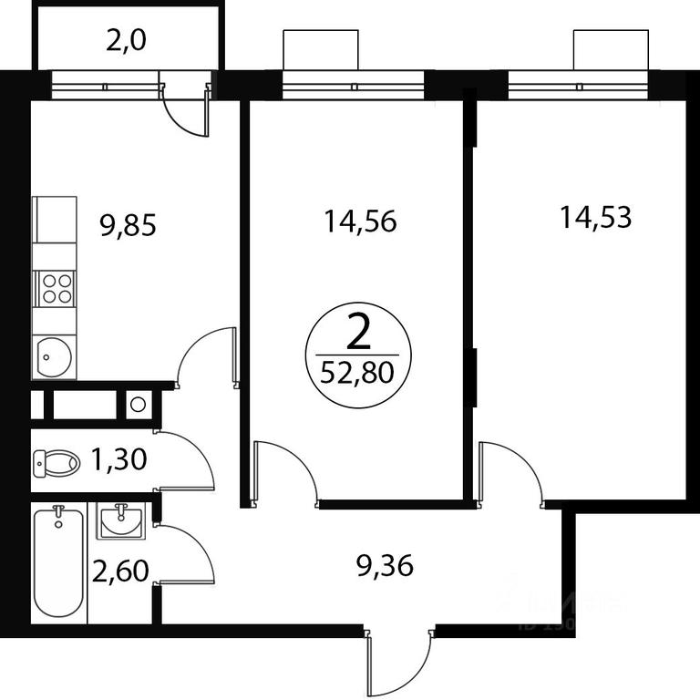1-BD Apartment Sale, 52.8平方米 at Katuar, ulitsa Patseyko, derevnya Sukharevo, Mytishi Urban District, Moscow Region, Russia #1