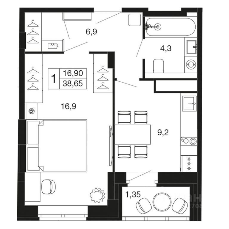 Apartment Sale, 38.65 sq. m. at Vremena goda, Proletarskaya ulitsa, Aprelevka, Naro-Fominskiy City District, Moscow Region, Russia #1