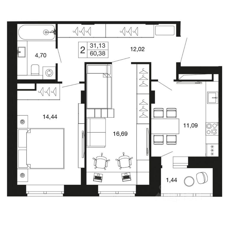 1-BD Apartment Sale, 60.38 sq. m. at Vremena goda, Proletarskaya ulitsa, Aprelevka, Naro-Fominskiy City District, Moscow Region, Russia #1 1-BD Apartment Sale, 60.38 sq. m. at Vremena goda, Proletarskaya ulitsa, Aprelevka, Naro-Fominskiy City District, Moscow Region, Russia #1