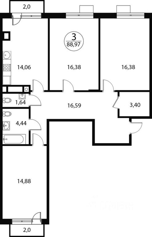 2-BD Apartment Sale, 88.97平方米 at Katuar, ulitsa Patseyko, derevnya Sukharevo, Mytishi Urban District, Moscow Region, Russia #1 2-BD Apartment Sale, 88.97平方米 at Katuar, ulitsa Patseyko, derevnya Sukharevo, Mytishi Urban District, Moscow Region, Russia #1