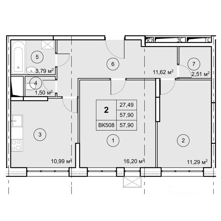 1-BD Apartment Sale, 57.9 sq. m. at Ekograd Novy Katuar, ulitsa Lva Tolstogo, rabochiy posyolok Nekrasovskiy, Dmitrovskiy Urban District, Moscow Region, Russia #1