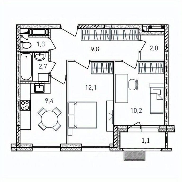 1-BD Apartment Sale, 48.6 sq. m. at Kvartal Svetly, ulitsa Tvardovskogo, Balashikha, Moscow Region, Russia #1