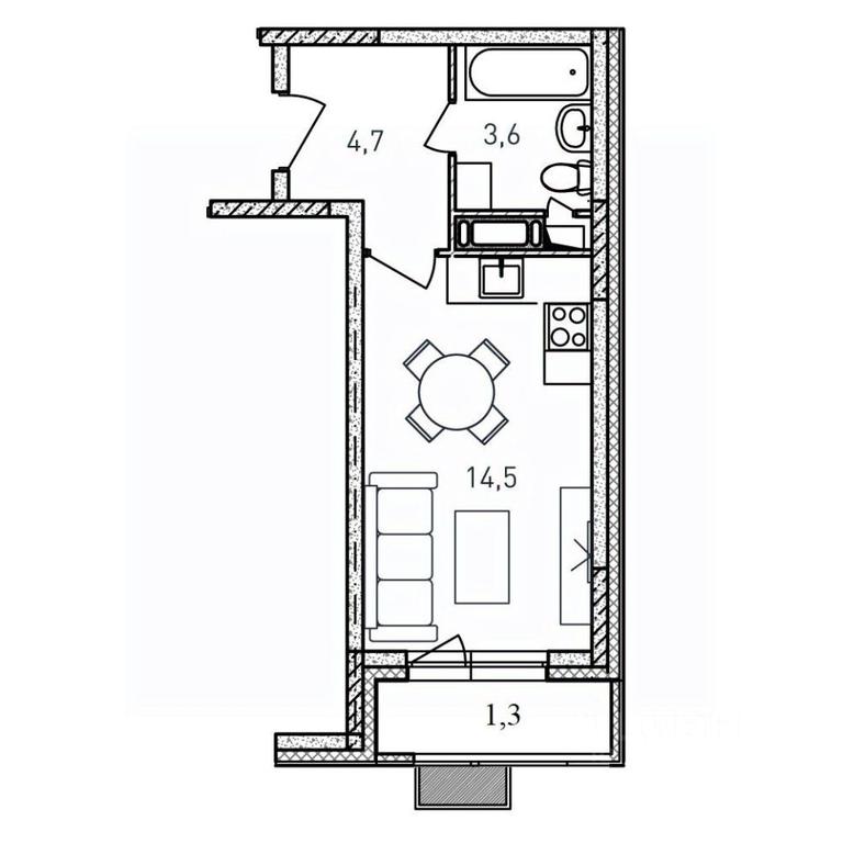 Apartment Sale, 24.1 sq. m. at Kvartal Svetly, ulitsa Tvardovskogo, Balashikha, Moscow Region, Russia #1