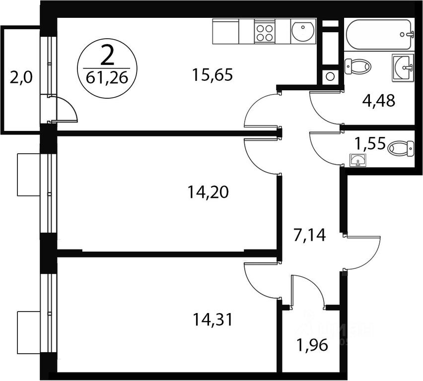 1-BD Apartment Sale, 61.26平方米 at Katuar, ulitsa Patseyko, derevnya Sukharevo, Mytishi Urban District, Moscow Region, Russia #1 1-BD Apartment Sale, 61.26平方米 at Katuar, ulitsa Patseyko, derevnya Sukharevo, Mytishi Urban District, Moscow Region, Russia #1