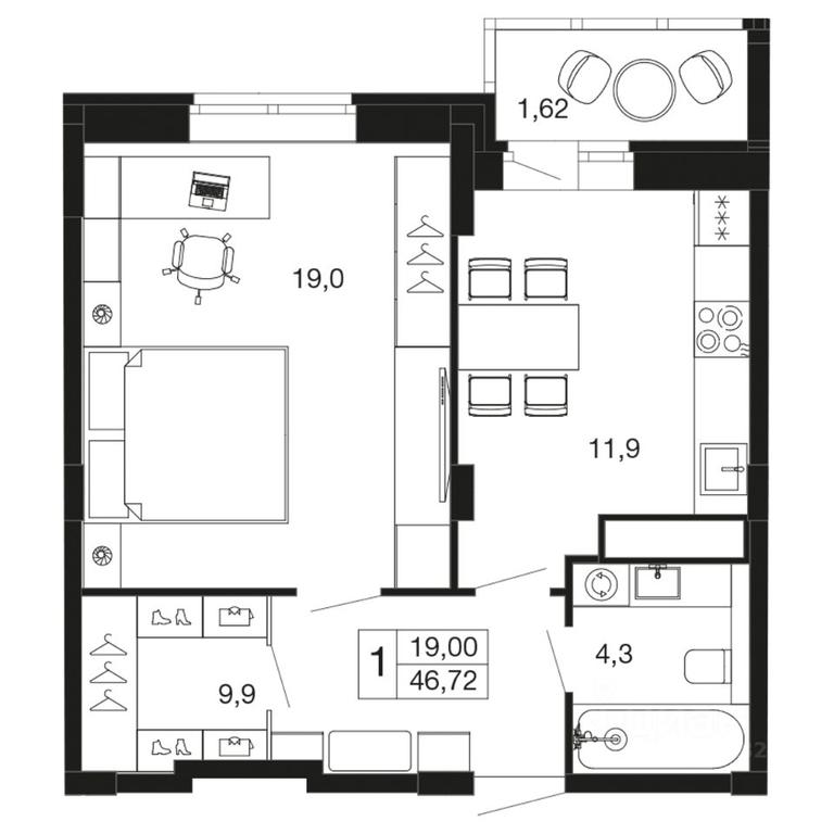Apartment Sale, 46.72 sq. m. at Vremena goda, Proletarskaya ulitsa, Aprelevka, Naro-Fominskiy City District, Moscow Region, Russia #1 Apartment Sale, 46.72 sq. m. at Vremena goda, Proletarskaya ulitsa, Aprelevka, Naro-Fominskiy City District, Moscow Region, Russia #1