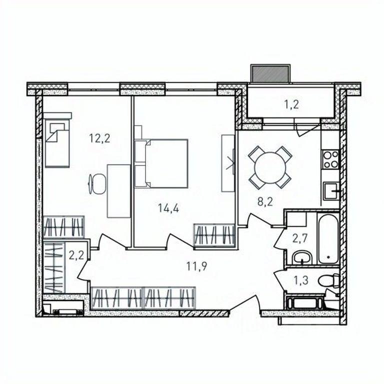 1-BD Apartment Sale, 54.1 sq. m. at Kvartal Svetly, ulitsa Tvardovskogo, Balashikha, Moscow Region, Russia #1